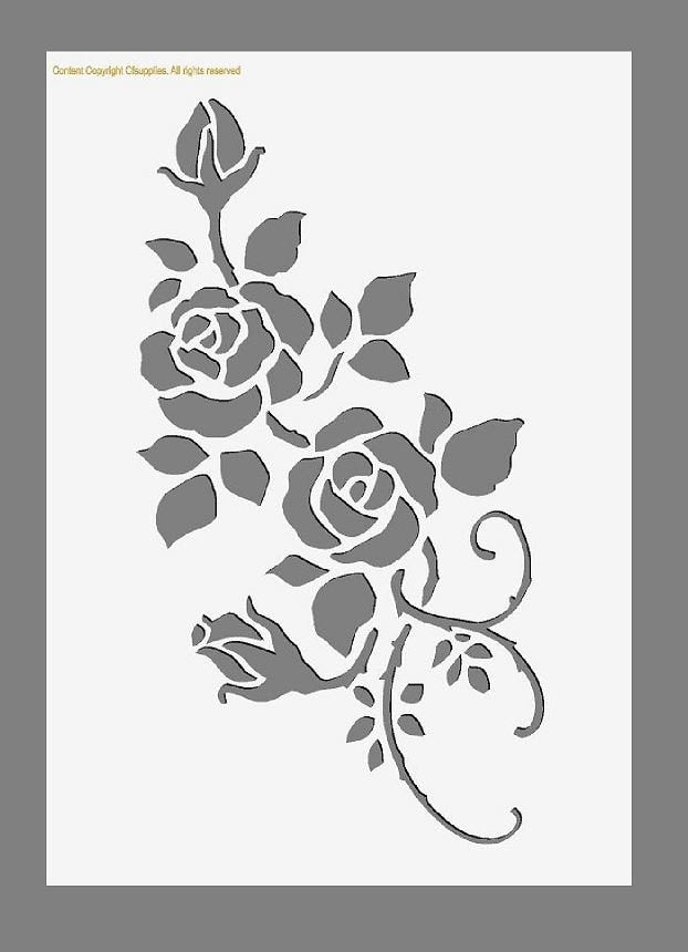 ROSES  Vintage Shabby Chic Stencil |  Reusable, Washable A5/A4/A3 sten