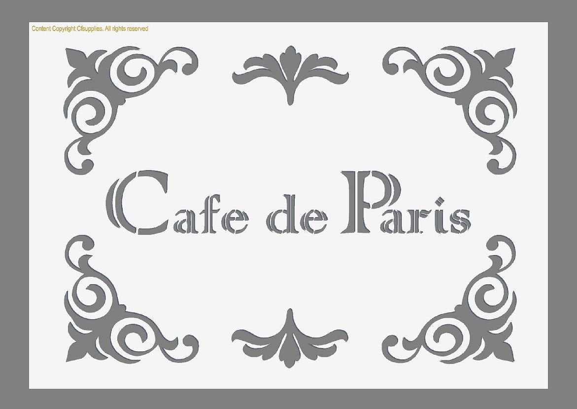 Shabby Chic, CAFE DE PARIS (20) Genuine Mylar Stencils Re-Useable A3 &