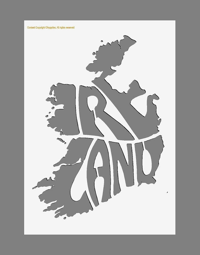 Ireland Map Mylar Stencil A5/A4/A3 sizes 190 micron