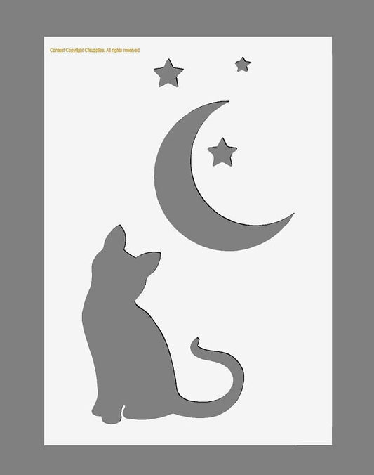 Moon Cat Mylar Stencil