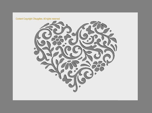 Floral Heart | Vintage French Stencil A5/A4/A3 sizes