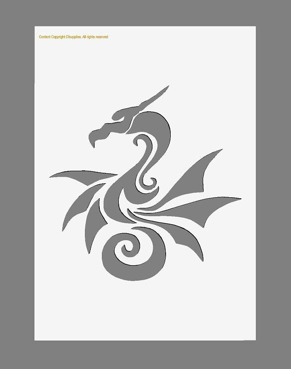 Tribal Dragon Mylar Stencil A5/A4/A3 sizes 190 micron