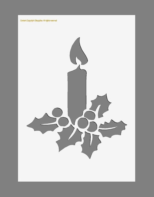 Mylar Stencils | Christmas Candle |  A3/A4/A5 sheet sizes | Thick 190 micron | reuse Painting Airbrush Decor