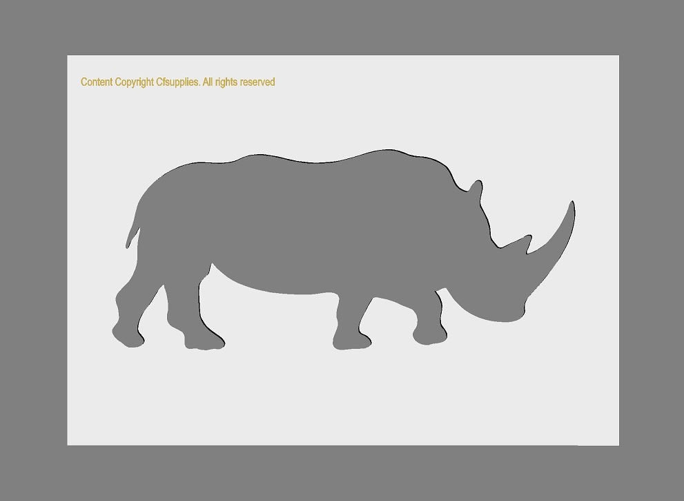 Animal 'RHINO' Reusable Mylar Stencil in A3/A4/A5 sizes 190 micron