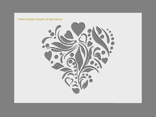 Floral Heart Mylar Stencil  (#260)