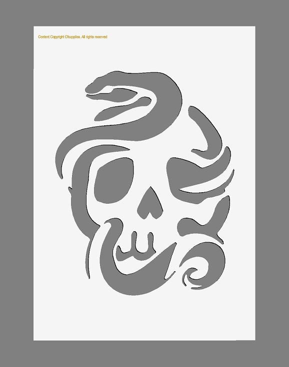 Skull and serpent  Mylar Stencil A5/A4/A3 sizes 190 micron