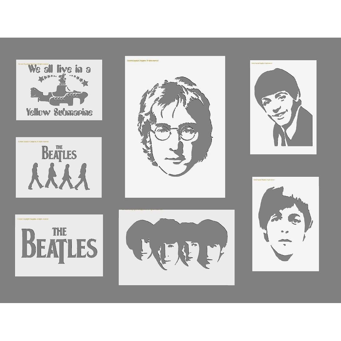 Stencil The Beatles, Fab 4, John Lennon, Paul McCartney, Yellow Submar