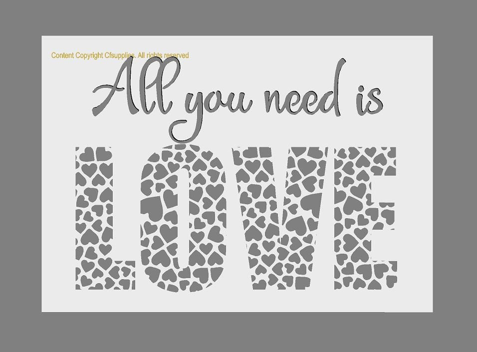 Love Stencil | Mylar Vintage Stencil | Shabby Chic  A5/A4/A3 sizes 190 micron