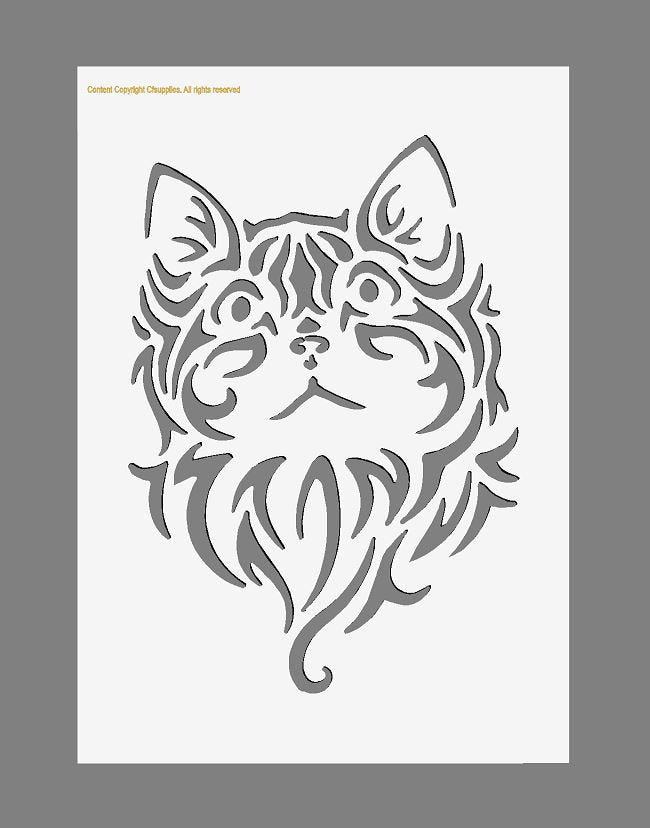 Cat Face Tattoo style Mylar Stencil