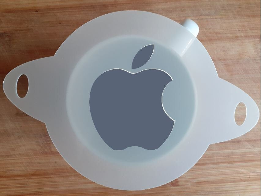 Mylar Stencil  'Apple Logo' Cookie, Cake, Coffee Duster Stencil, Face 