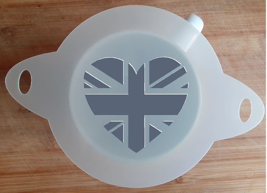 110mm Mylar Stencil  'Union Jack Heart Shape'