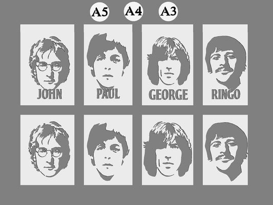 beatles mylar stencil of John Lennon, Paul McCartney, Ringo & George