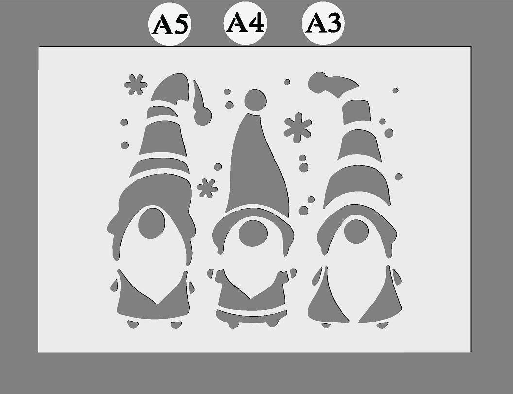 Christmas Gnome, Gonk, Mylar Stencils  in A3/A4/A5 sheet sizes 190 mic