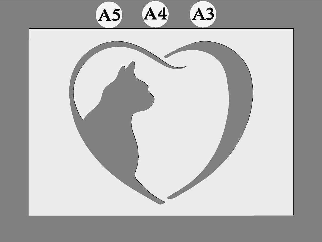 Cat in Heart Mylar Stencil