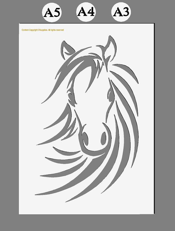 Horse Deco Mylar Stencil in A3/A4/A5 sizes 190 micron reusable