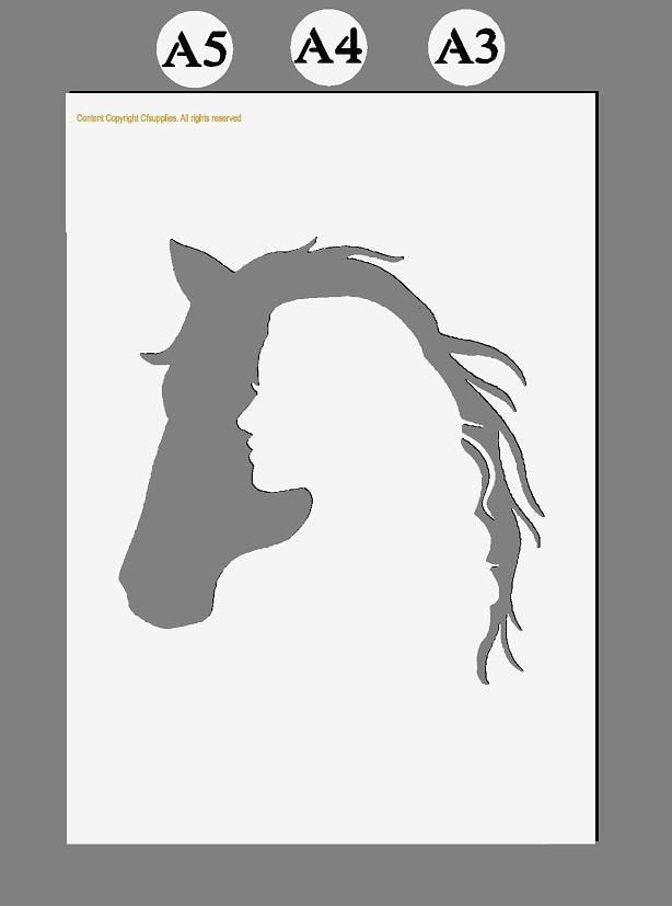 Horse and Girl Mylar Stencil in A3/A4/A5 sizes 190 micron reusable (2)