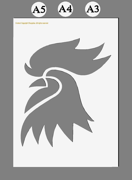 Rooster, Cockerel Mylar Stencil in A3/A4/A5 sizes 190 micron reusable