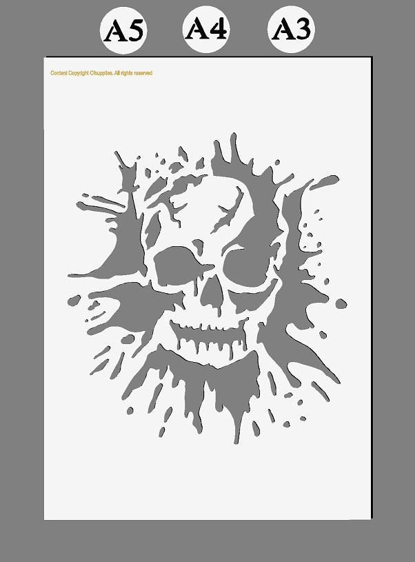 Bloody Skull Celtic/Gothic Mylar Stencil A5/A4/A3 190 micron (2)