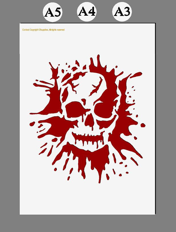 Bloody Skull Celtic/Gothic Mylar Stencil A5/A4/A3 190 micron (2)