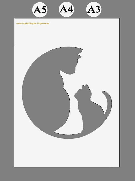Mother & Kitten Mylar Stencil (1)