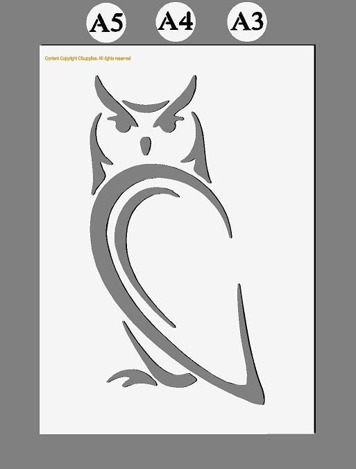 Owl - Reusable Mylar Stencil in A3/A4/A5 sizes 190 micron (3)