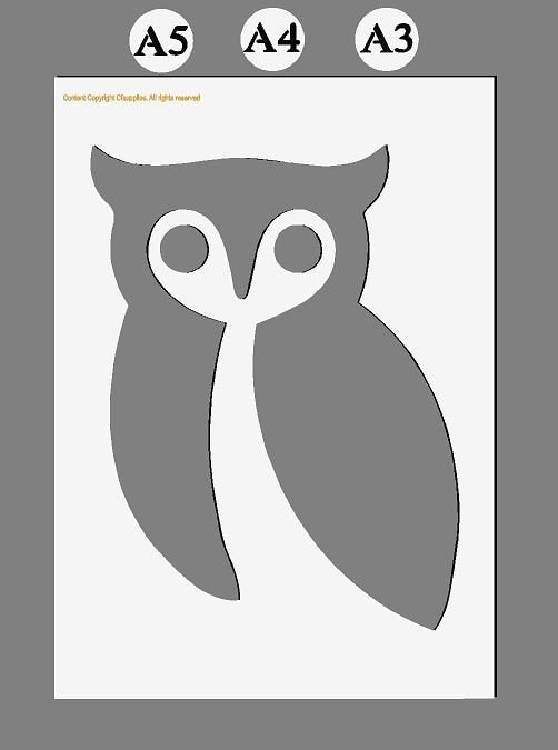 Owl Stencil - Reusable Mylar Stencil in A3/A4/A5 sizes 190 micron  (2)