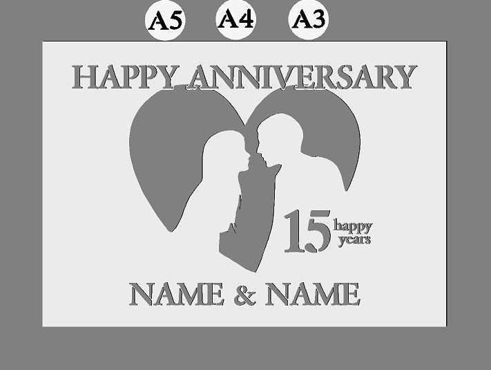 Personalised  Happy Anniversary Mylar Stencils | Custom Add your name 