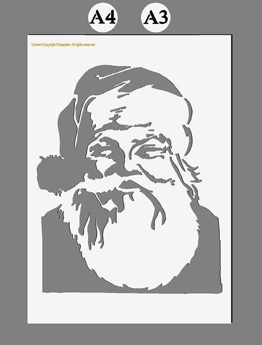 Mylar Stencils | Christmas Santa Claus Stencil |  A3/A4/A5 sheet sizes