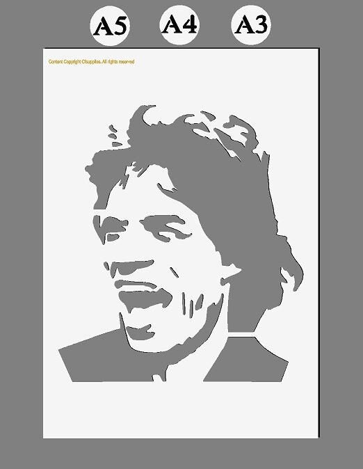 Mick Jagger Stencil in A3/A4/A5 sizes Thicker 190 mic. reusable