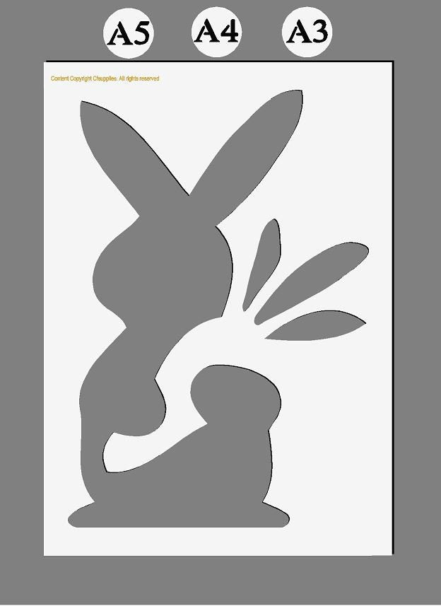 Bunny Rabbit Reusable Mylar Stencil in A3/A4/A5 sizes 190 micron