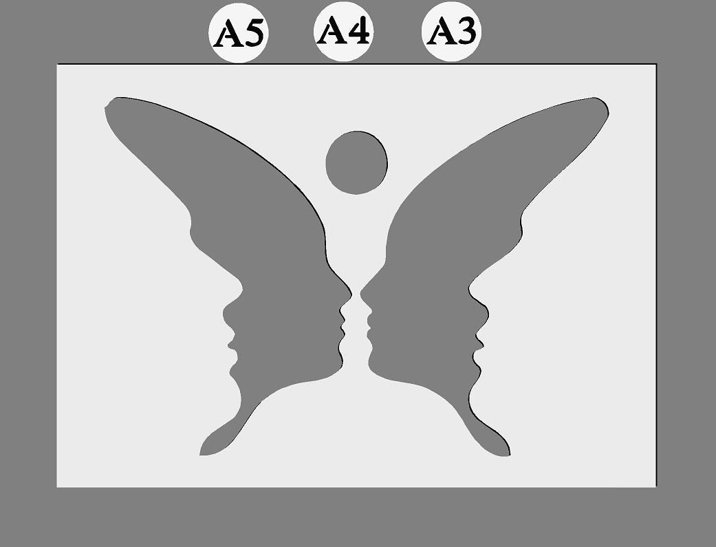 Butterfly/Faces Reusable Mylar Stencil in A3/A4/A5 sizes 190 micron(2)