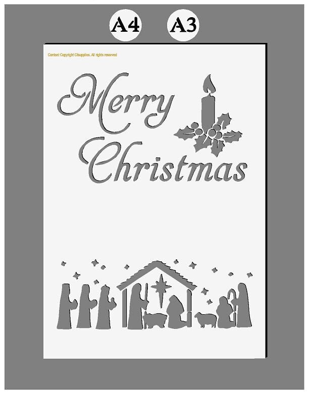 Mylar Stencils | Merry Christmas Stencil |  A3/A4 sheet sizes | Thick 