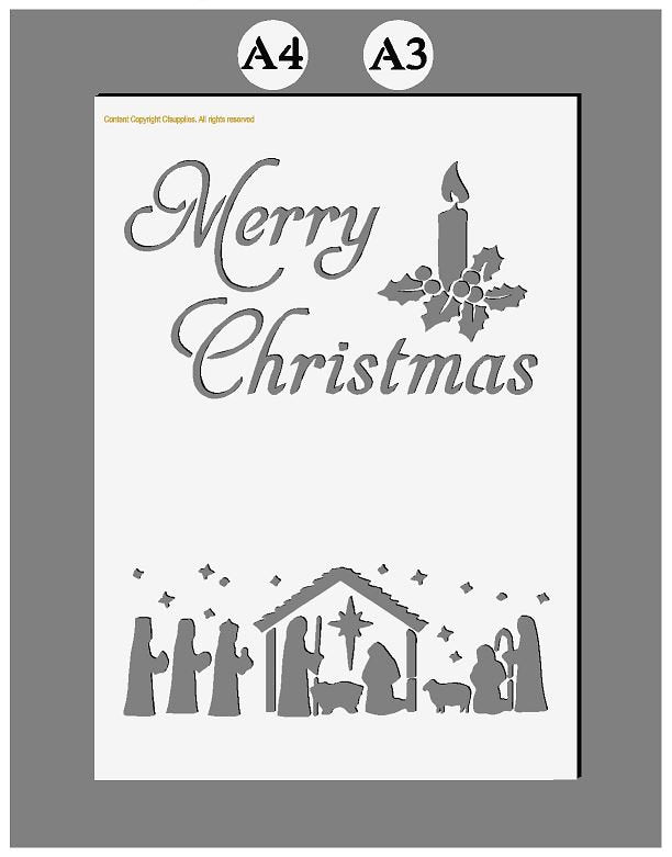 Mylar Stencils | Merry Christmas Stencil |  A3/A4 sheet sizes | Thick 