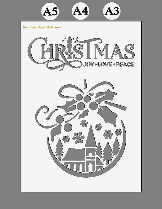 Mylar Stencils | Christmas Joy, Love, Peace |  A3/A4/A5 sheet sizes | 