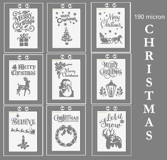 Christmas Mylar Stencils | Snow Spray stencil |  A3/A4 sheet sizes