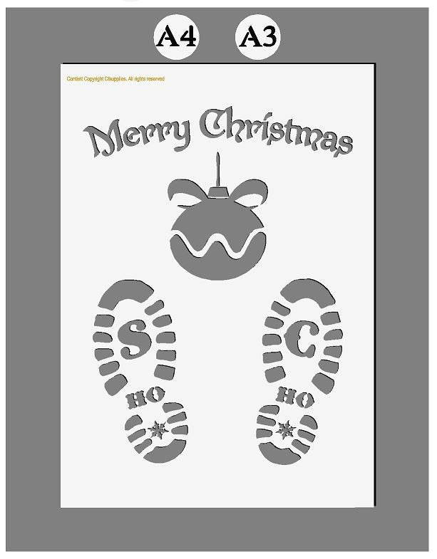 Mylar Stencils | Merry Christmas Santa footprints|  A3/A4 sheet sizes 