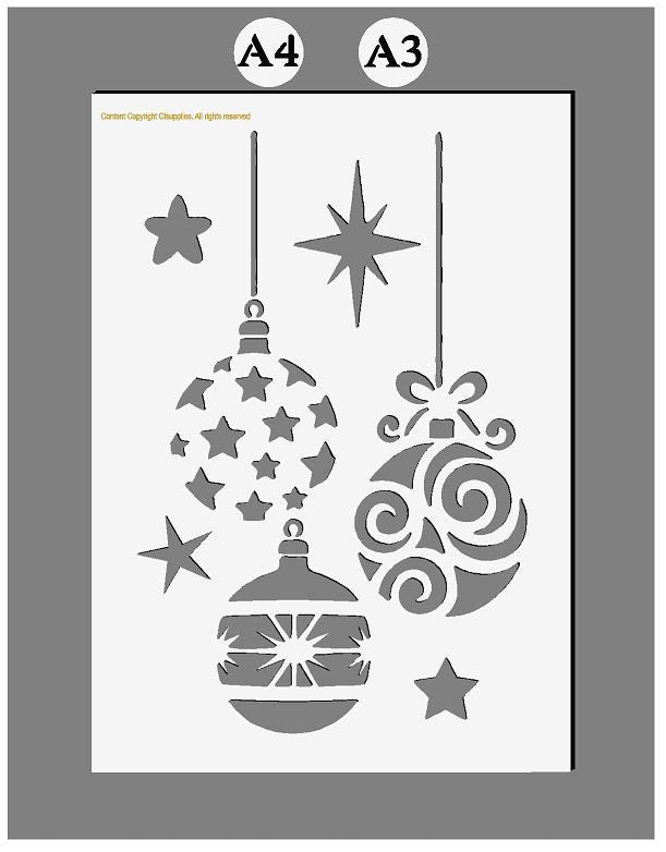 Mylar Stencils |  Christmas Baubles stencil |  A3/A4 sheet sizes | Thi