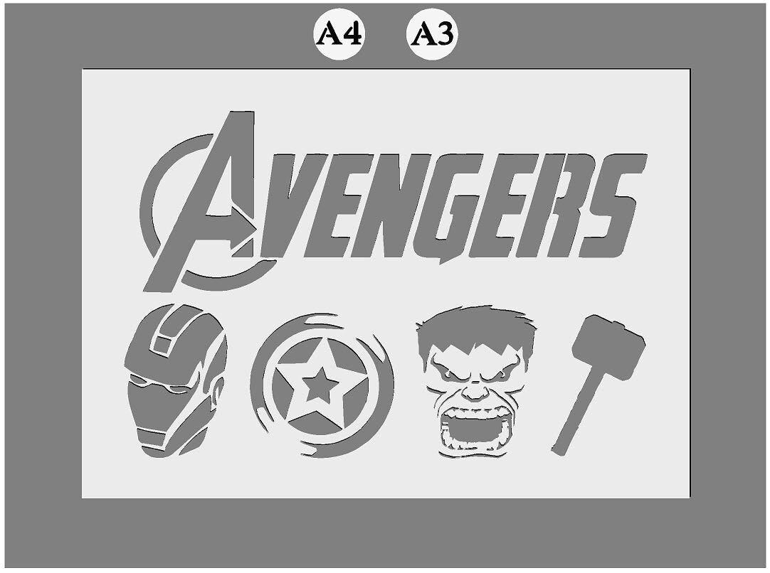 Marvel Avengers Mylar Stencil A5/A4/A3 sizes 190 micron